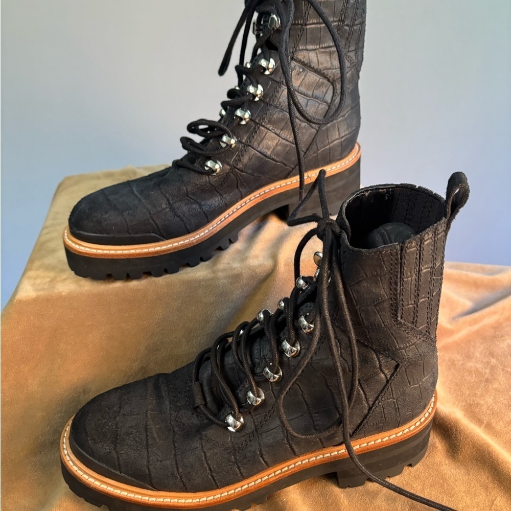 Marc Fisher LTD Black Combat Boots Chunky Lug Sole Y2K Urban Streetwear - Picture 12 of 16